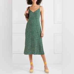Reformation Alexandra Floral Print Crepe Midi Dress Green Daisy